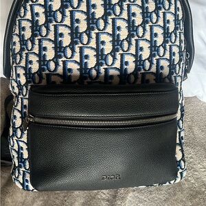 Dior Monogram Blue and Black Backpack